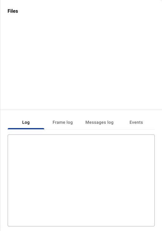 BOX 5.0: the Launch page provides file outputs and separate Log, Frame log, Messages log and Events tabs