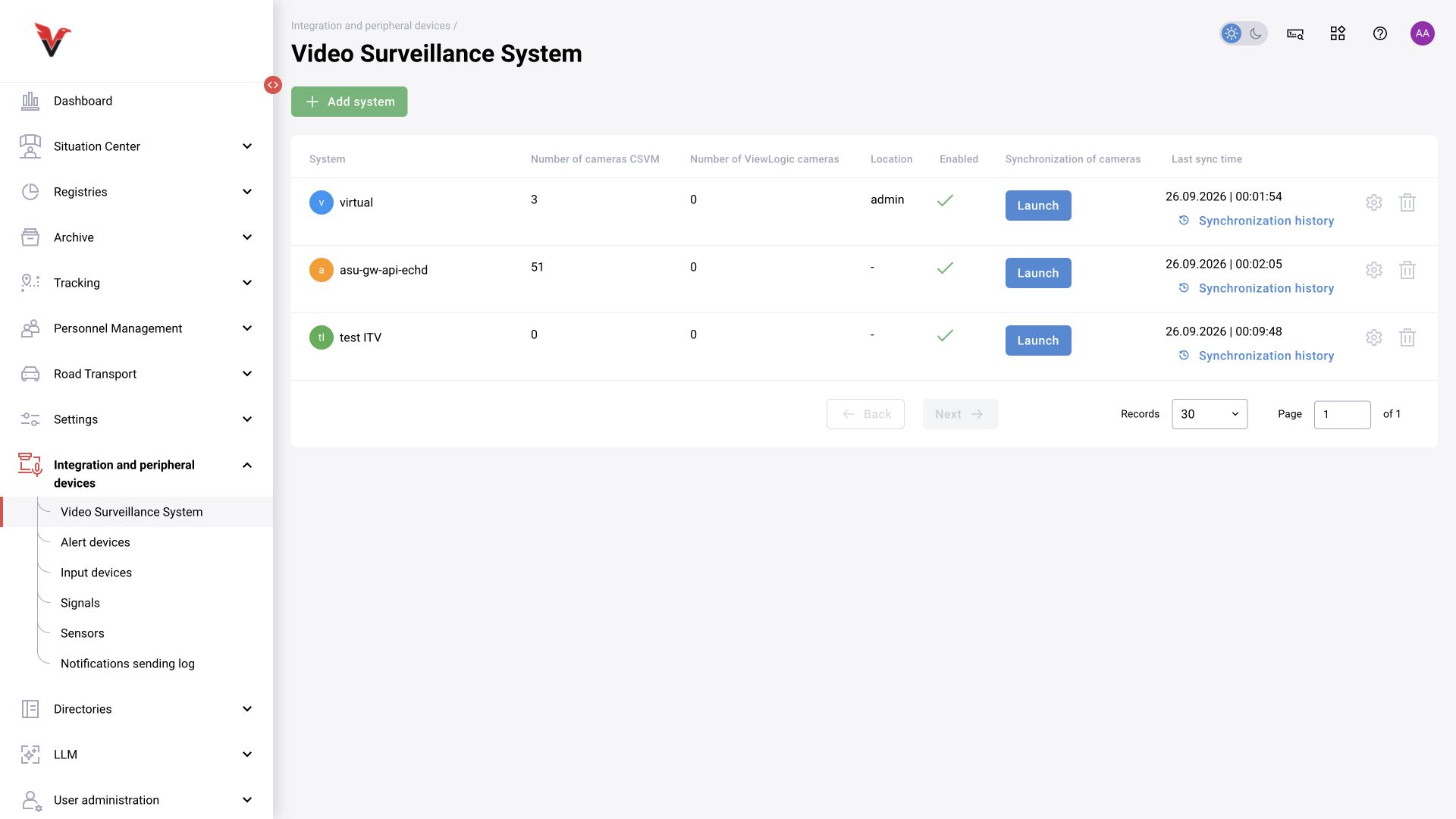 Integration and peripheral devices → Video surveillance systems: BOX 5.0 interface.