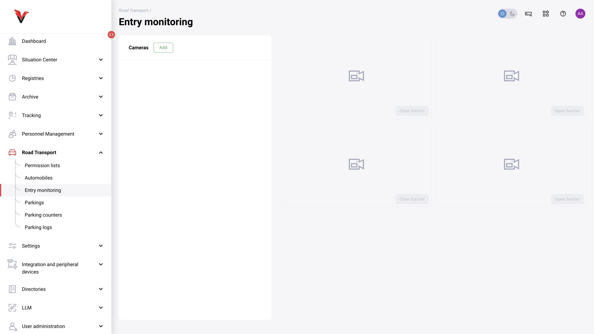 Vehicles → Entry monitoring: BOX 5.0 interface.