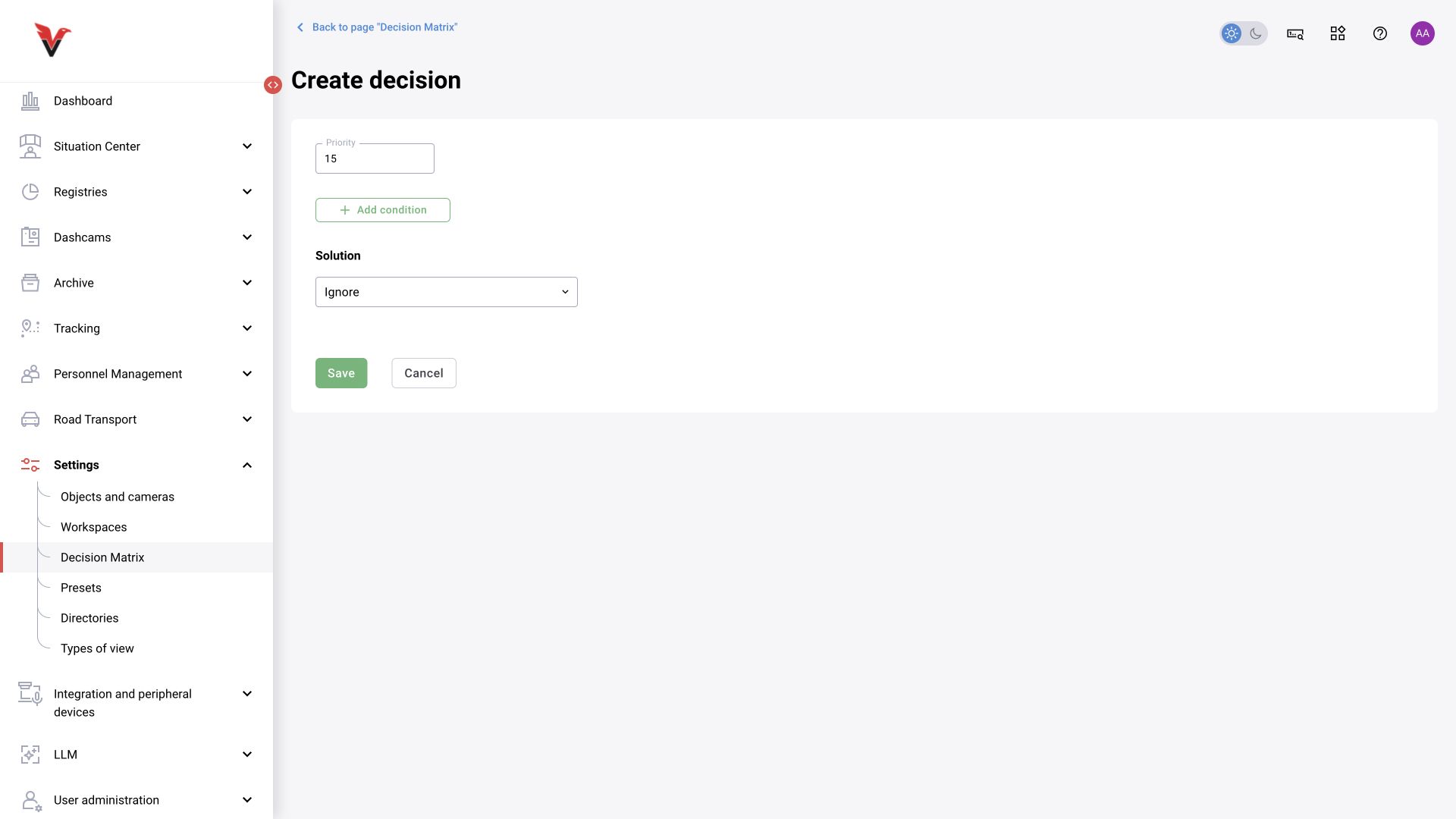 Shared module, BOX 3.2 illustration. New decision rule: priority, Add condition and solution.