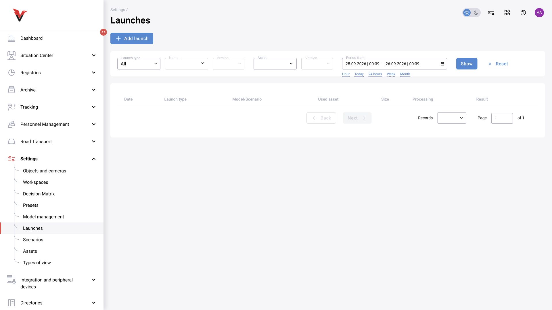 Settings → Runs: BOX 5.0 interface.