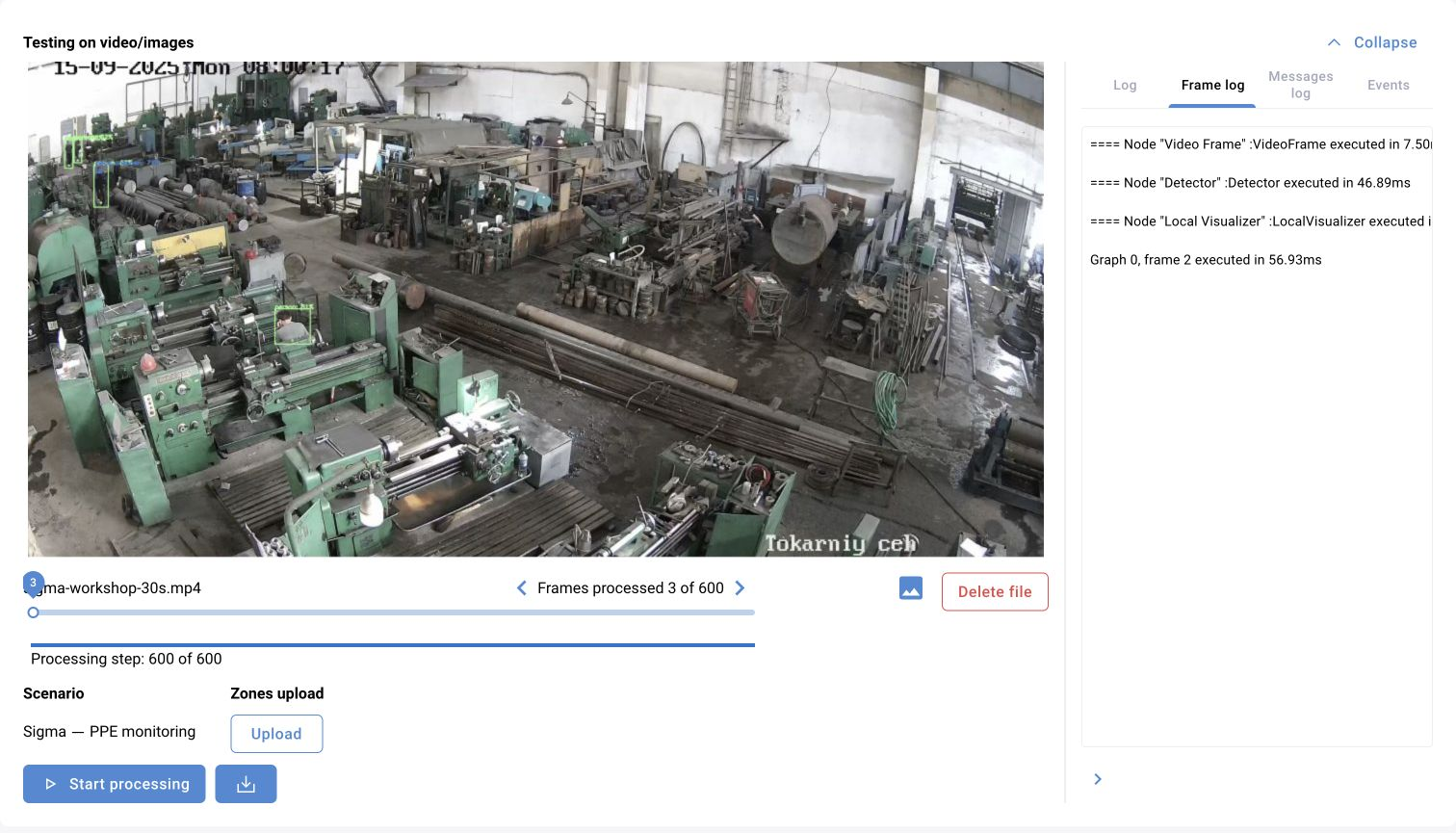 BOX 5.0: the recorded workshop run completed 600 of 600 processing steps