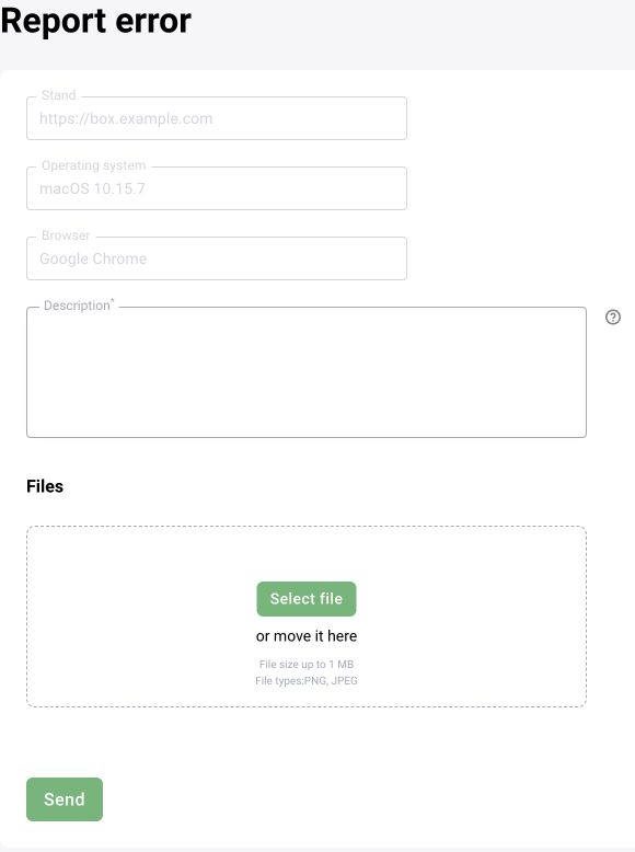 Shared Report error form, illustrated in BOX 3.2: describe the symptom and attach an appropriate file