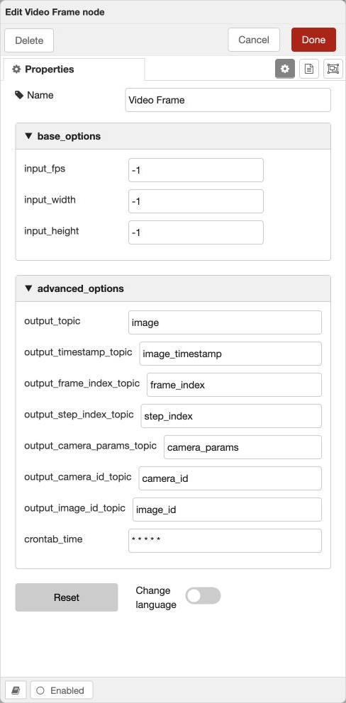 BOX 5.0 Video Frame properties: input dimensions and FPS, output topics and scheduling field