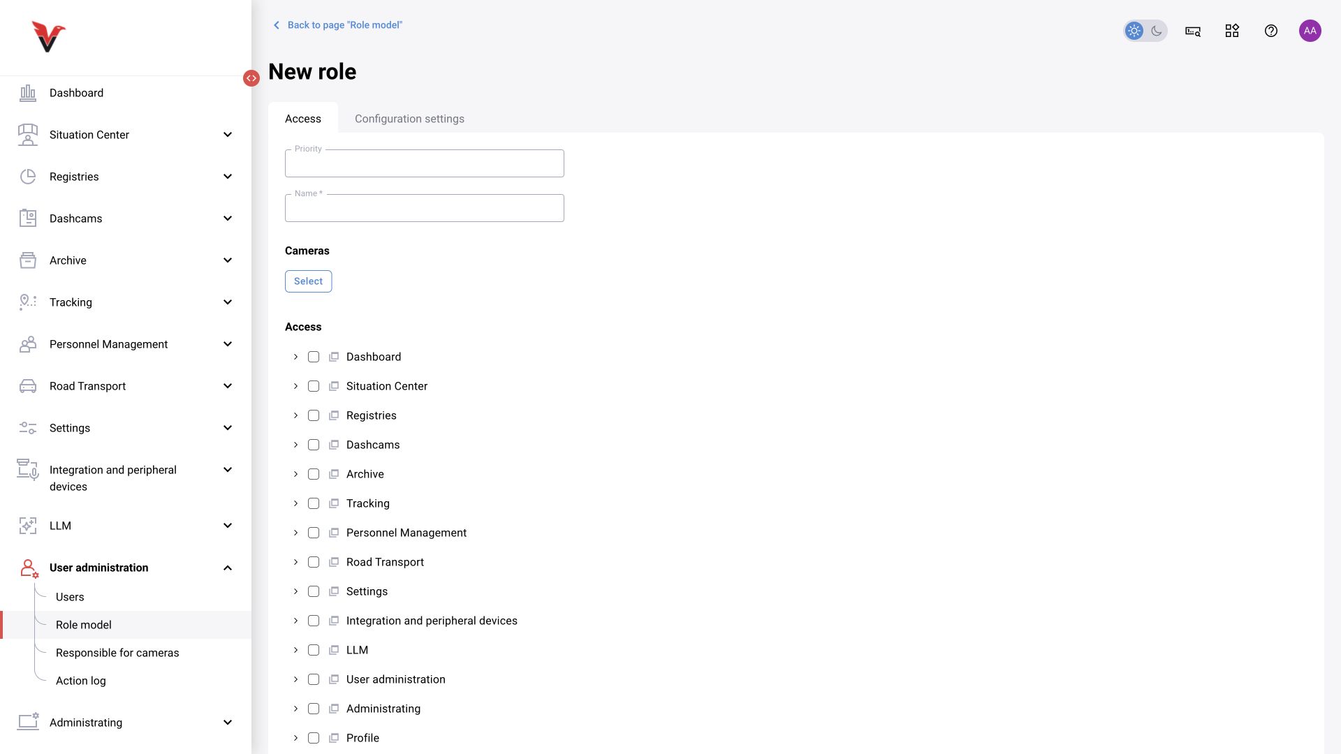 Shared module, BOX 3.2 illustration. New role: camera scope and permission tree.
