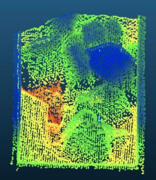 Depth point cloud of the material inside the truck body.